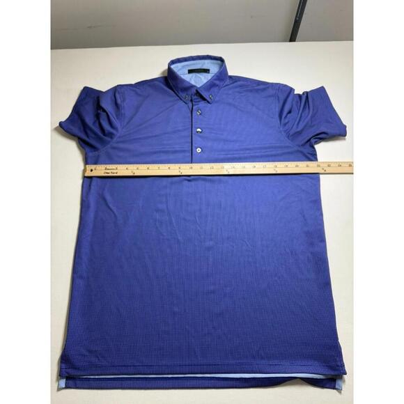Greyson Polo Shirt Men’s M Performance Golf Button-Down Collar Blue Check - Picture 4 of 5